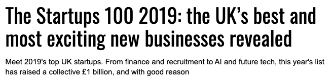 Home > 2019 The Startups 100 2019: the UK’s best and most exciting new businesses revealed